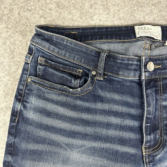 BKE Denim Jeans Women 32L Dark Wash Payton Bootcut Western Boho Mid Rise Stretch - Picture 3 of 15